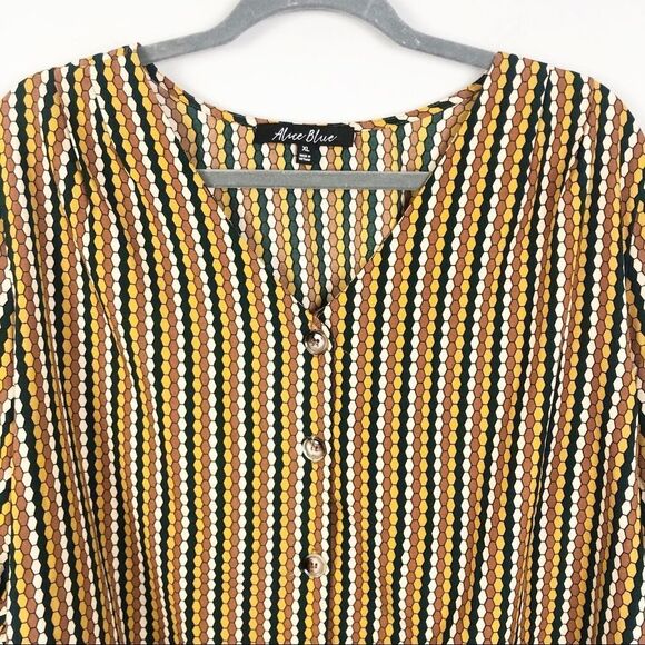 ALICE BLUE | Button Front Cropped Patterned Blouse Women’s Size X-Large - Picture 4 of 8